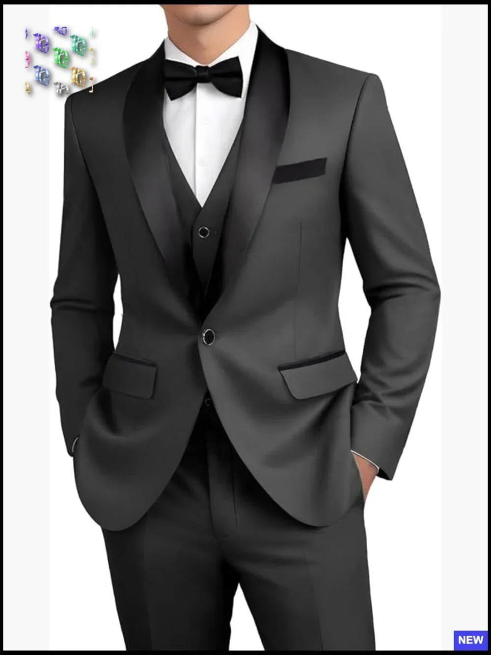 Slim Fit Tuxedo Suit Three Piece Shawl Lapel Formal Wedding Modern